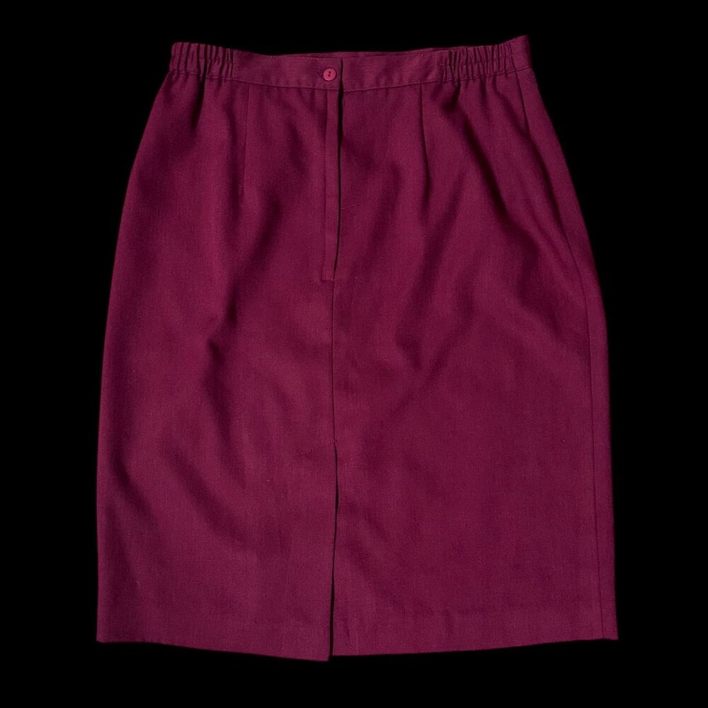 Vintage Burgundy Pencil Skirt Size 16 Worthington USA 1980s Maroon Red Retro - Picture 3 of 6